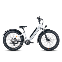 Side view of a white RadRover 6 Plus step-thru electric fat tire bike