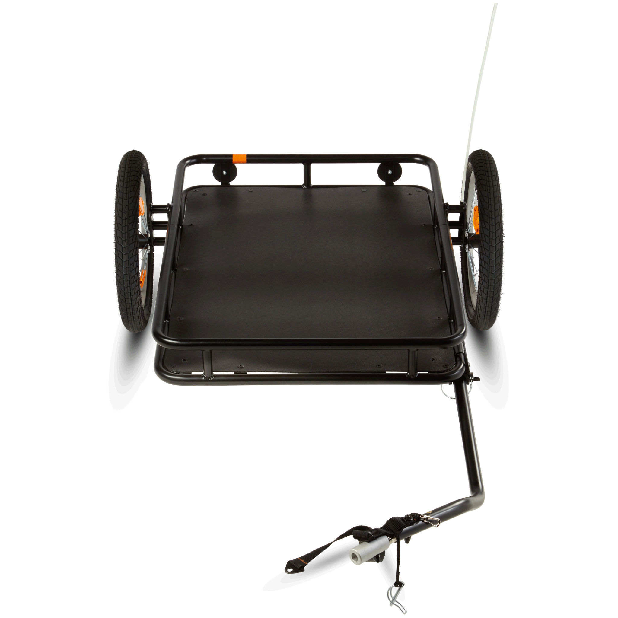 Front view of the Rad Trailer, showing the flatbed storage area.